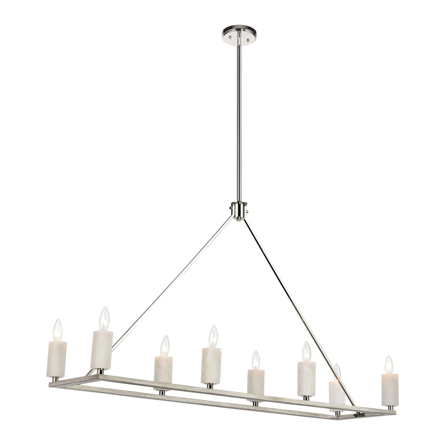 69348/8 - White Stone 48'' Wide 8-Light Linear Chandelier - Polished Nickel