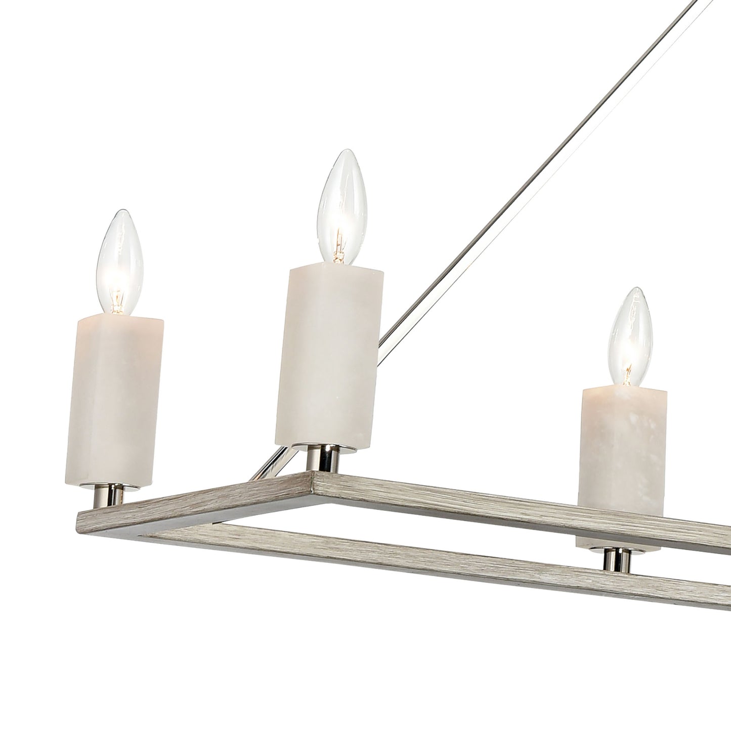 69348/8 - White Stone 48'' Wide 8-Light Linear Chandelier - Polished Nickel