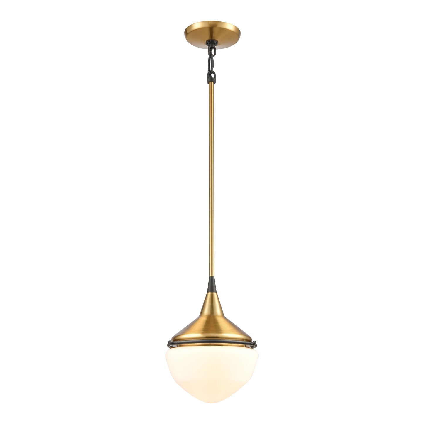 69383/1 - Mid-Century Schoolhouse 12'' Wide 1-Light Mini Pendant - Satin Brass