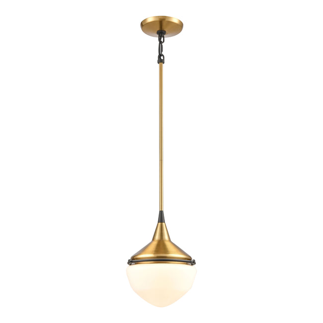 69383/1 - Mid-Century Schoolhouse 12'' Wide 1-Light Mini Pendant - Satin Brass