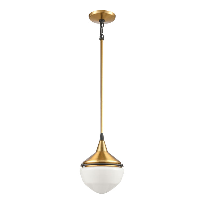 69383/1 - Mid-Century Schoolhouse 12'' Wide 1-Light Mini Pendant - Satin Brass