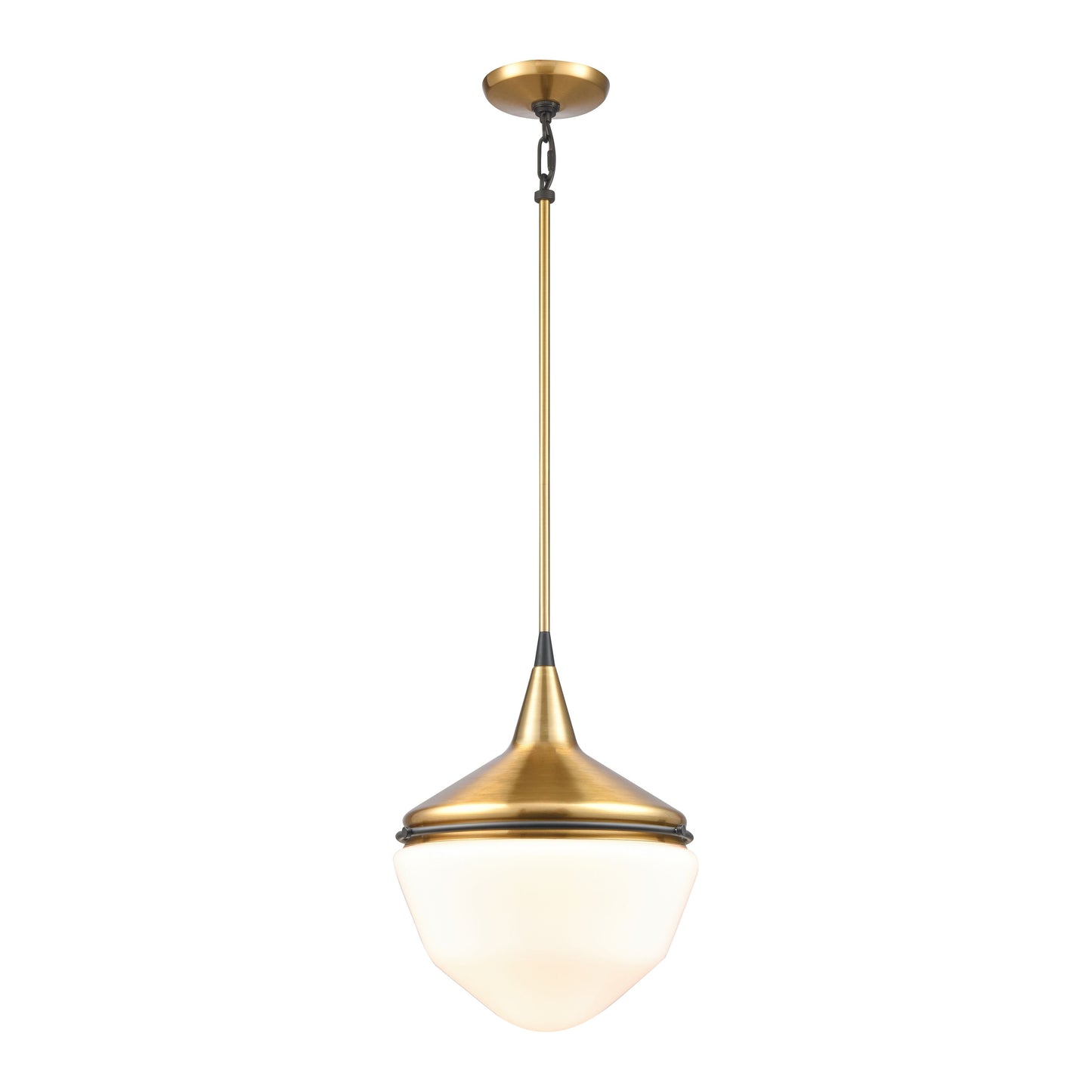 69384/1 - Mid-Century Schoolhouse 12'' Wide 1-Light Mini Pendant - Satin Brass