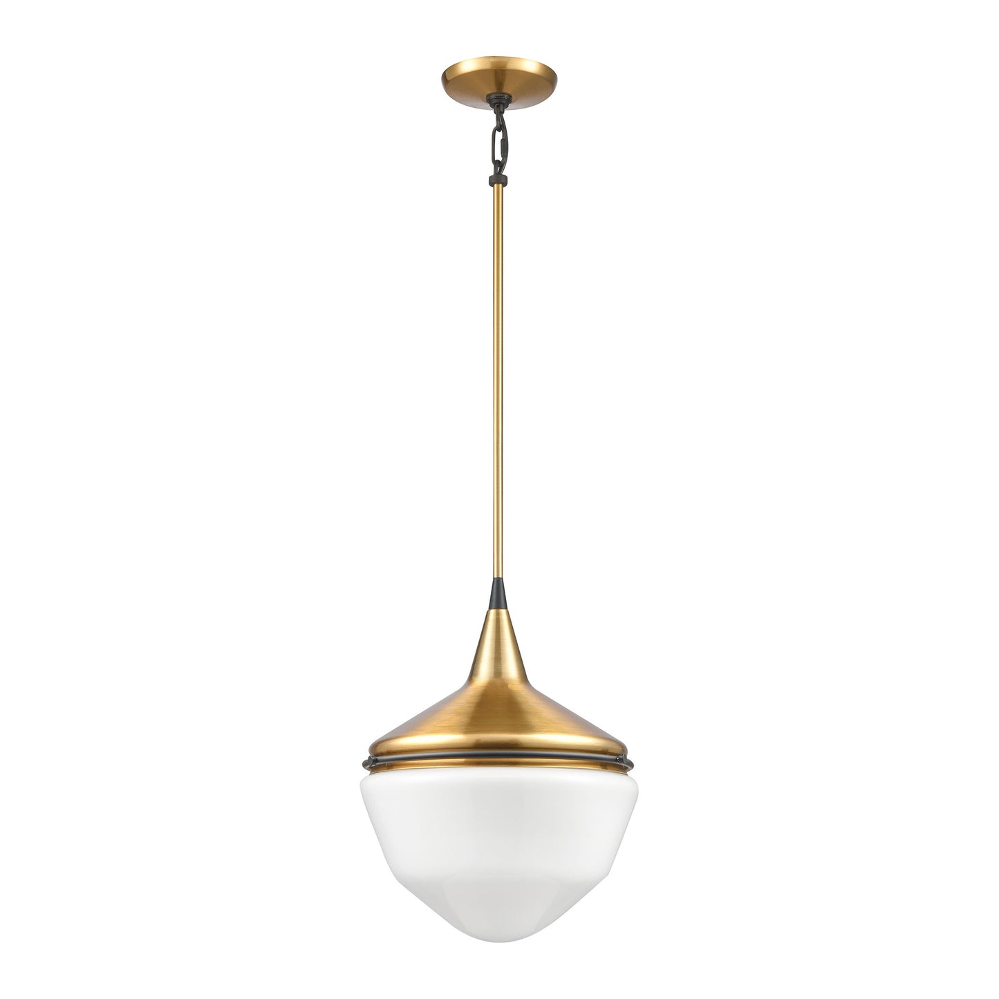 69384/1 - Mid-Century Schoolhouse 12'' Wide 1-Light Mini Pendant - Satin Brass