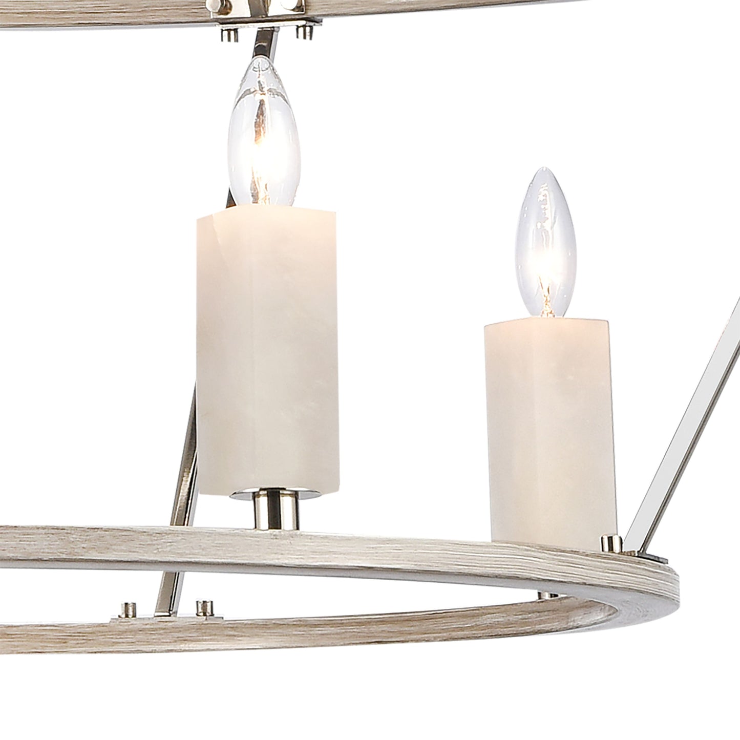 69450/8+4 - White Stone 40'' Wide 12-Light Chandelier - Polished Nickel