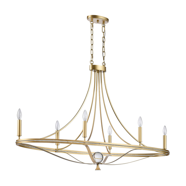 69486/6 - Noura 46.5'' Wide 6-Light Linear Chandelier - Champagne Gold