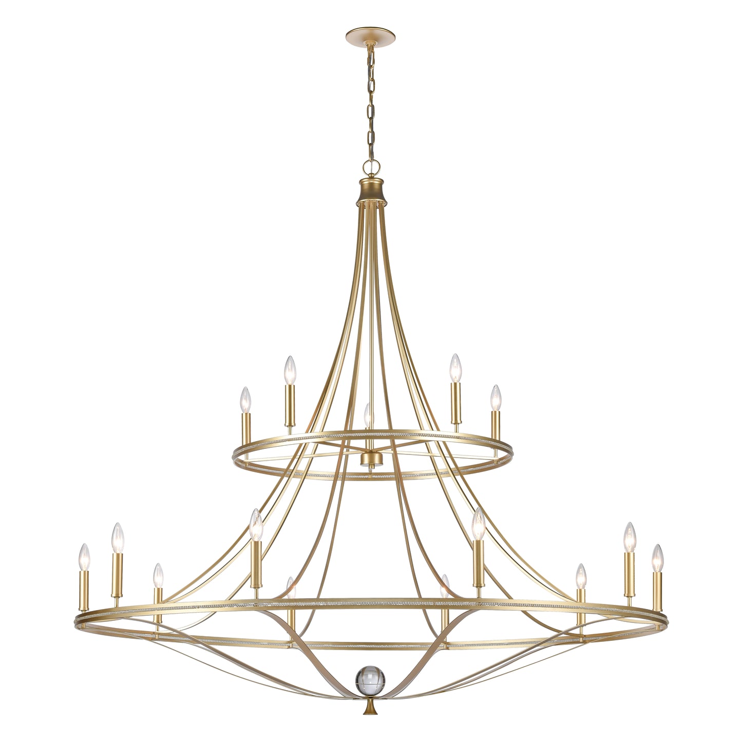 69489/10+5 - Noura 60'' Wide 15-Light Chandelier - Champagne Gold