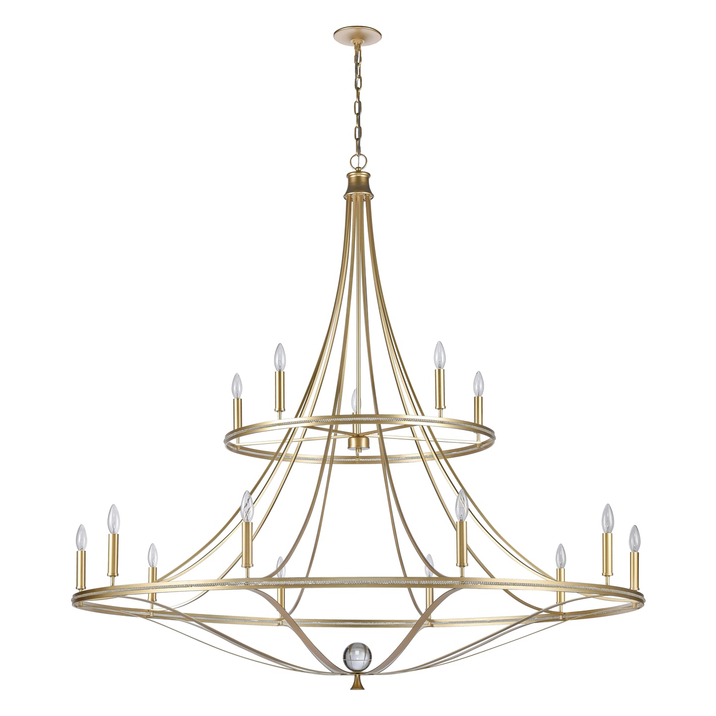 69489/10+5 - Noura 60'' Wide 15-Light Chandelier - Champagne Gold