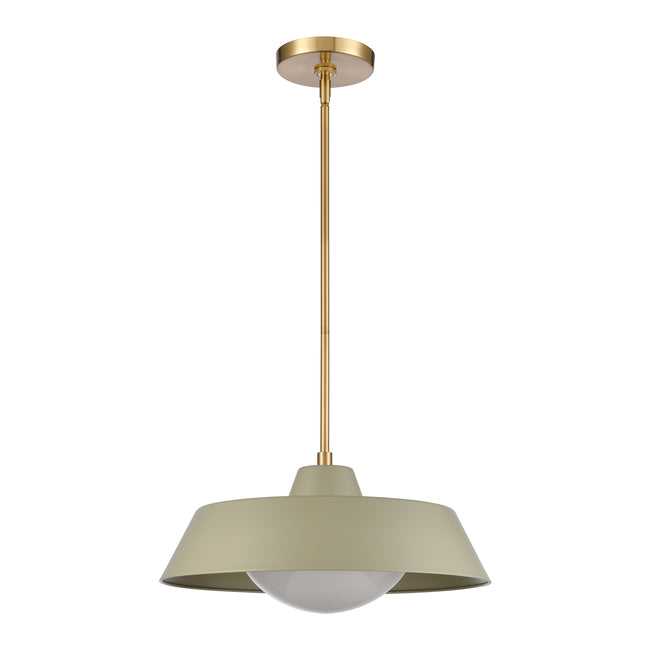 69545/1 - Gilman 16'' Wide 1-Light Pendant - Satin Brass with Sage Green