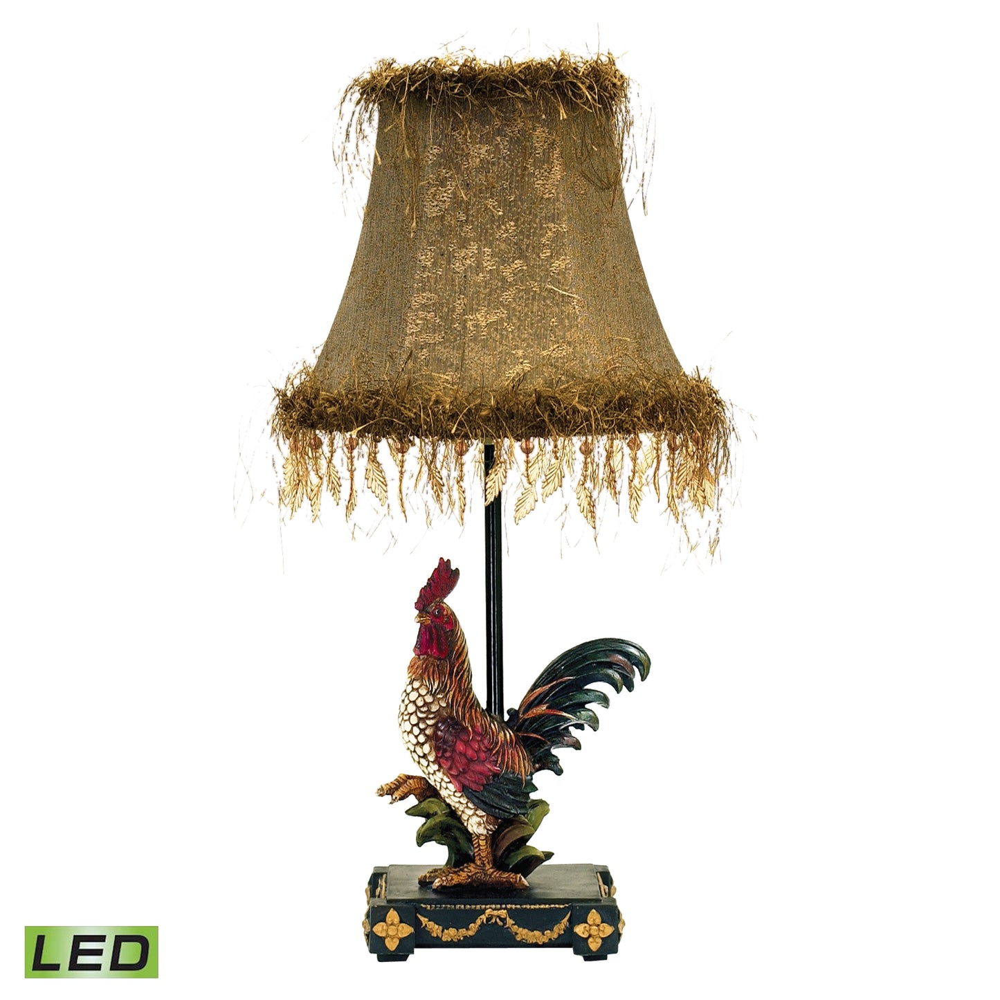 7-208-LED - Petite Rooster 19'' High 1-Light Table Lamp - Multicolor - Includes LED Bulb