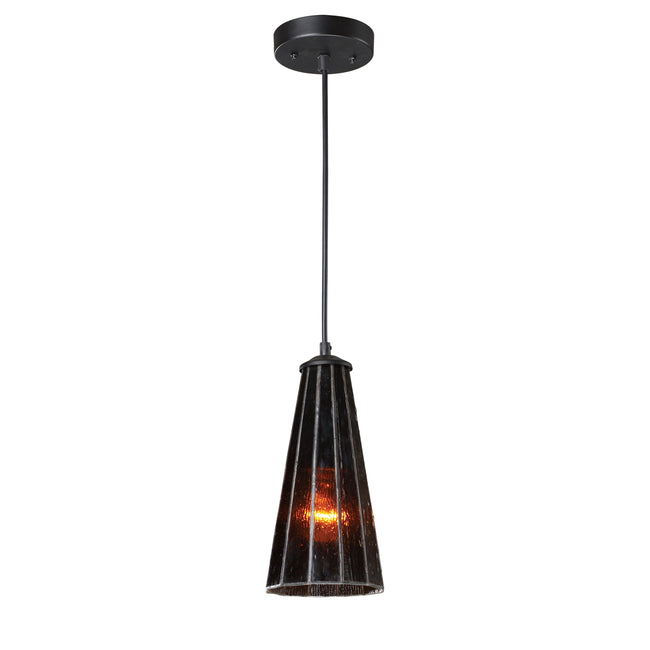 70000-1TA - Lumino 5'' Wide 1-Light Pendant - Translucent Amber in Matte Black