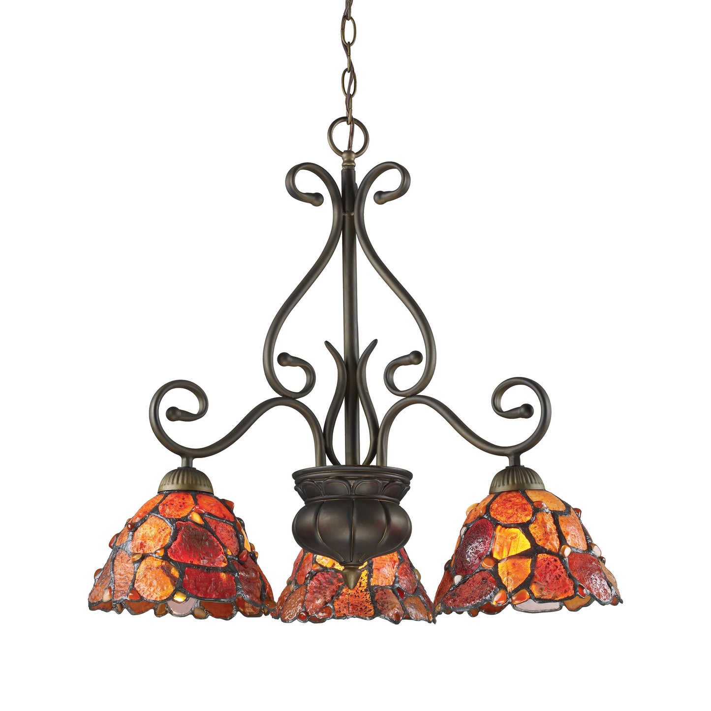 70005-3 - Carelina 3-Light Chandelier in Tiffany Bronze