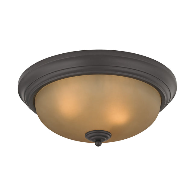 7013FM/10 - Huntington 3-Light Flush Mount in Oil Rubbed Bronze with Light Amber Glass