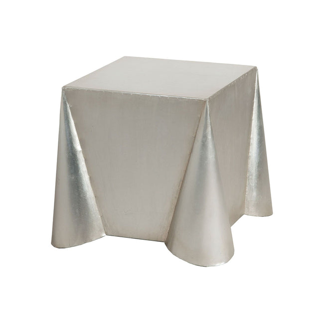 7117006 - Tin Covered Side Table In Antique Silver Leaf