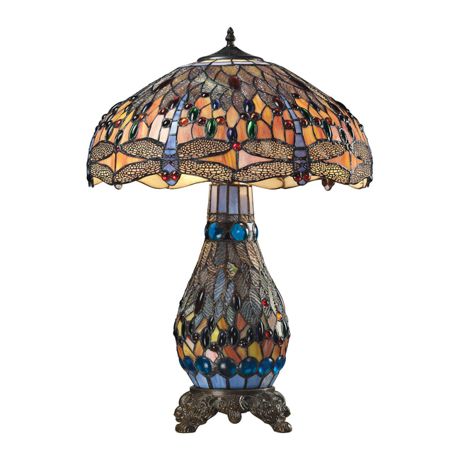 72079-3 - Dragonfly 26'' High 3-Light Table Lamp - Tiffany Glass