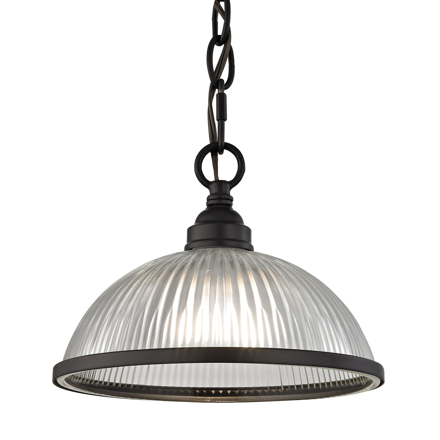 7661PS/10 - Liberty Park 1-Light Flush Mount in Oil Rubbed Bronze with Prismatic Clear Glass