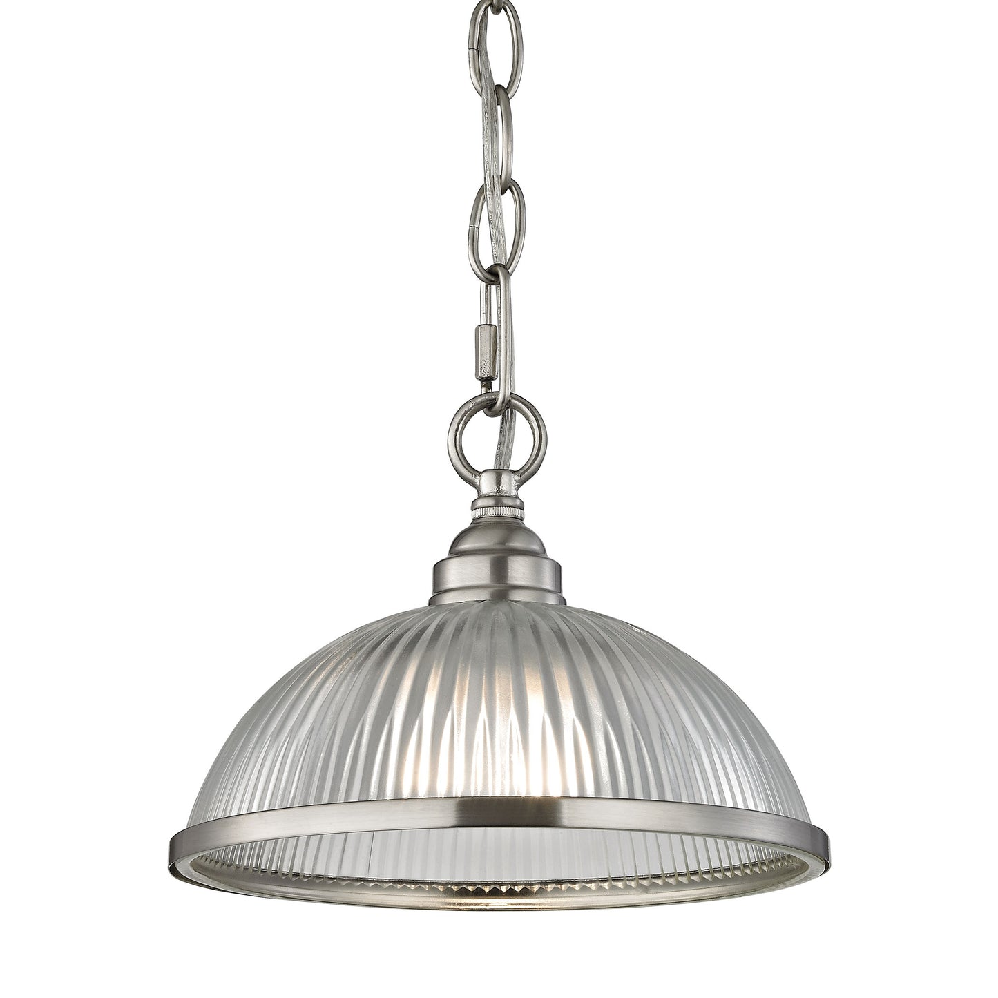 7661PS/20 - Liberty Park 1-Light Flush Mount in Brushed Nickel with Prismatic Clear Glass