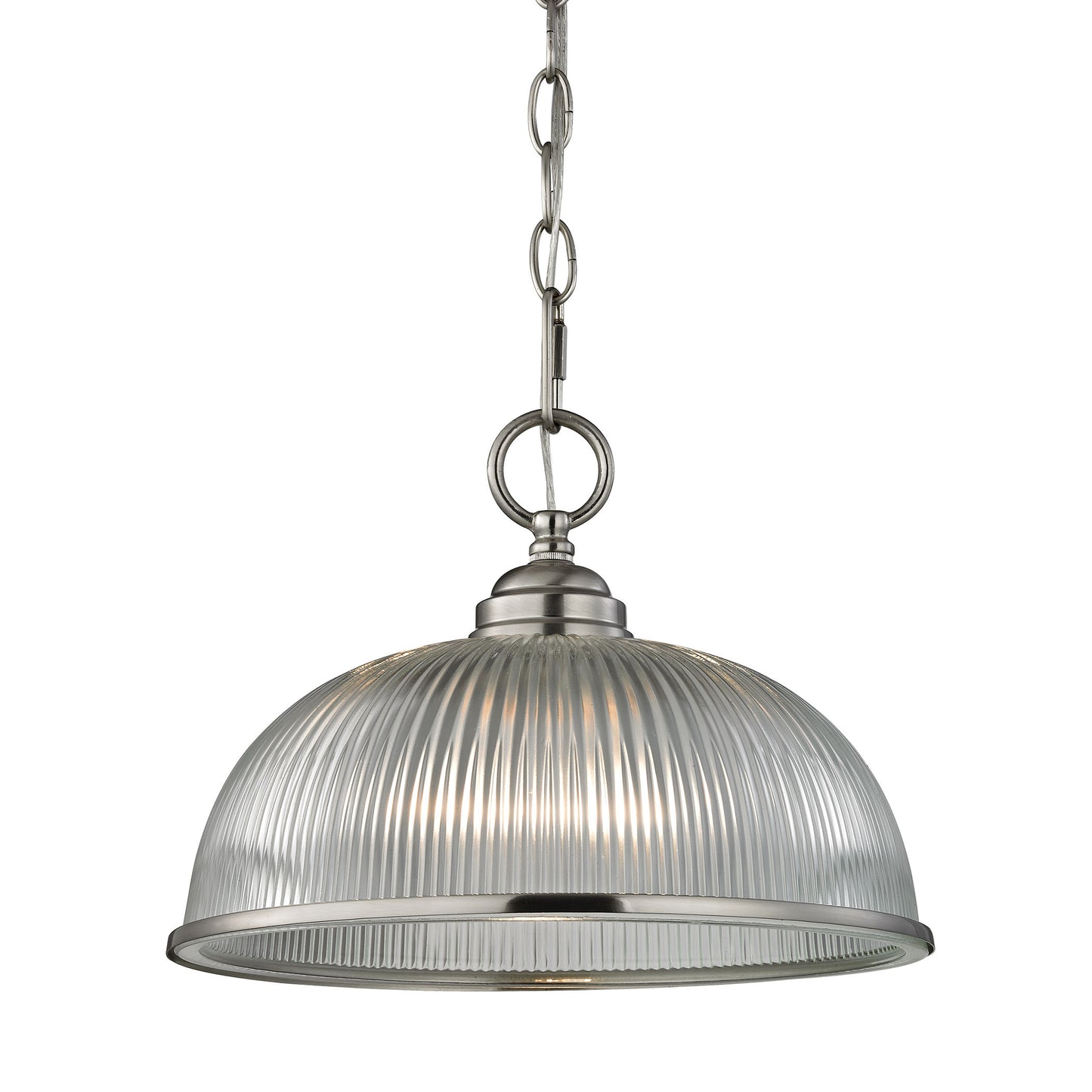 7681PL/20 - Liberty Park 1-Light Mini Pendant in Brushed Nickel with Prismatic Clear Glass