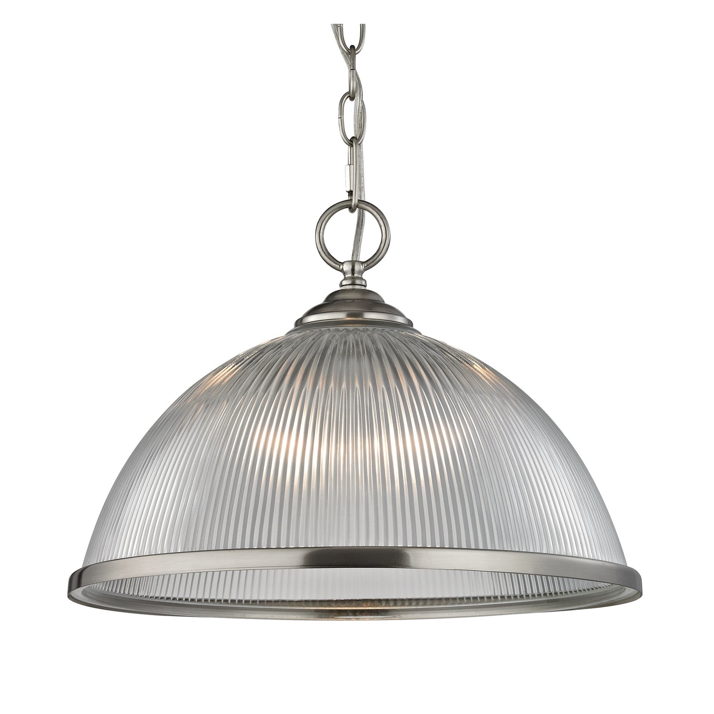 7691PL/20 - Liberty Park 1-Light Pendant in Brushed Nickel with Prismatic Clear Glass