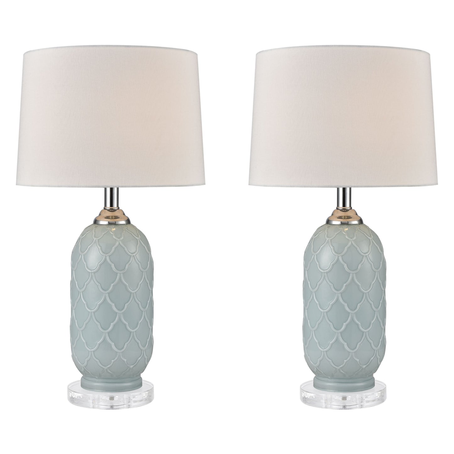 77099/S2 - La Joliette 24'' High 2-Light Table Lamp - Set of 2 Pale Blue