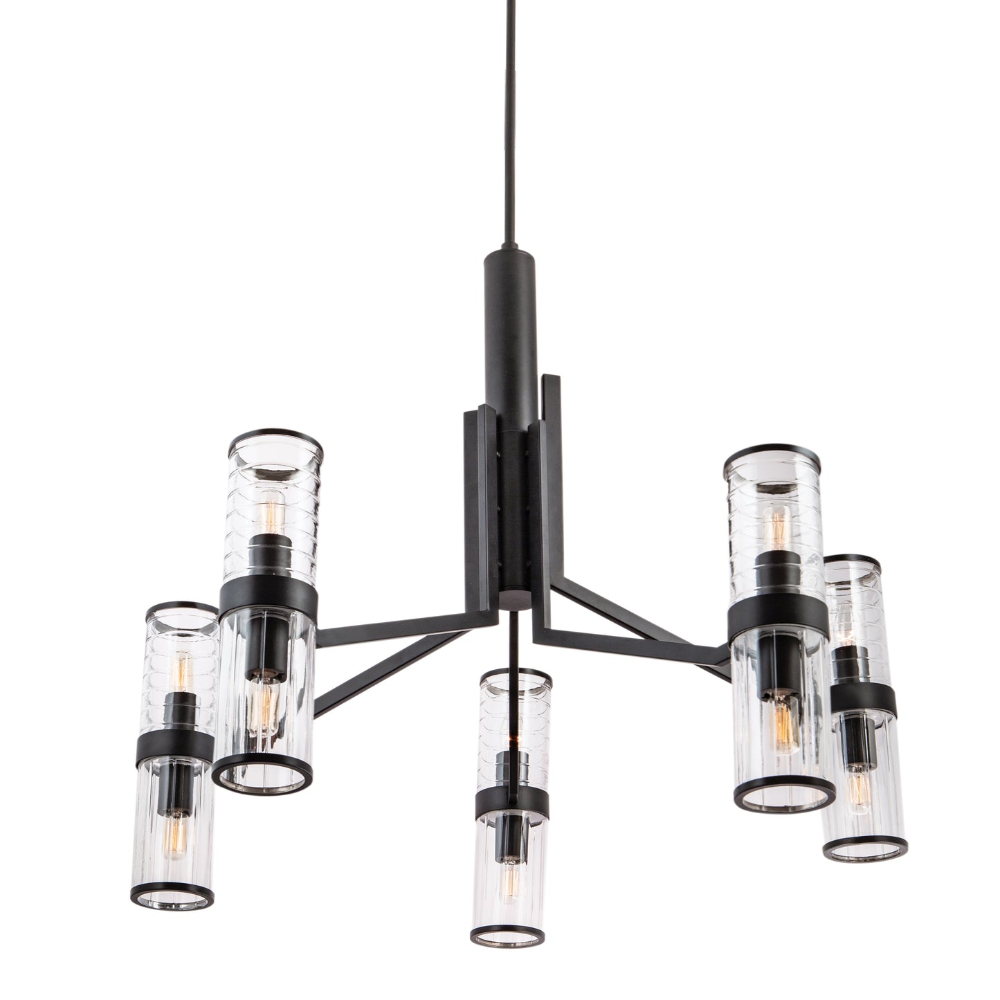 8150-MB-CL - Stripe Chandelier - Matte Black