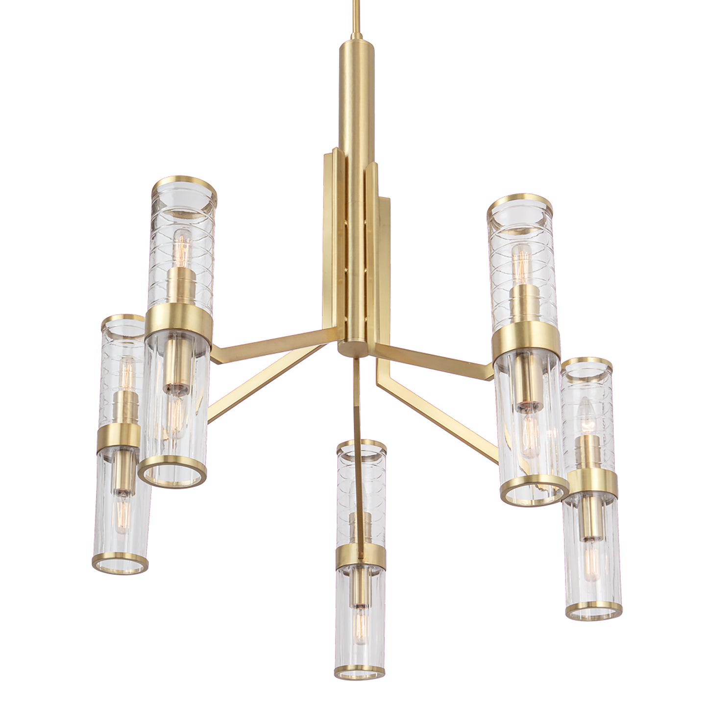 8150-SB-CL - Stripe Chandelier - Satin Brass