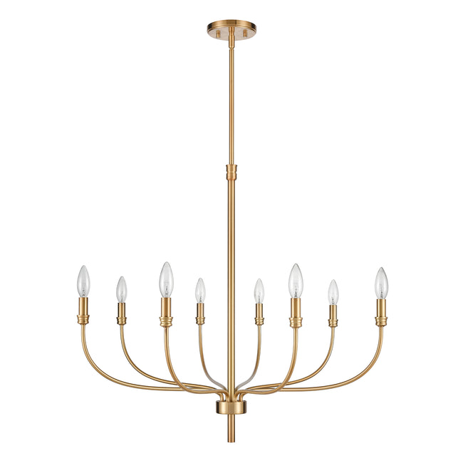 81507/8 - Newland 34'' Wide 8-Light Chandelier - Satin Brass