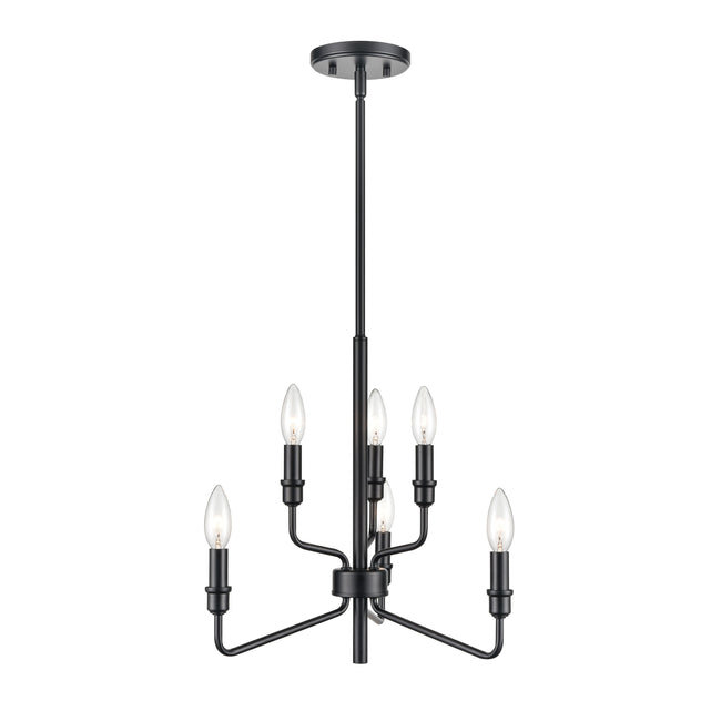 81518/3+3 - Saginaw 18'' Wide 6-Light Chandelier - Matte Black