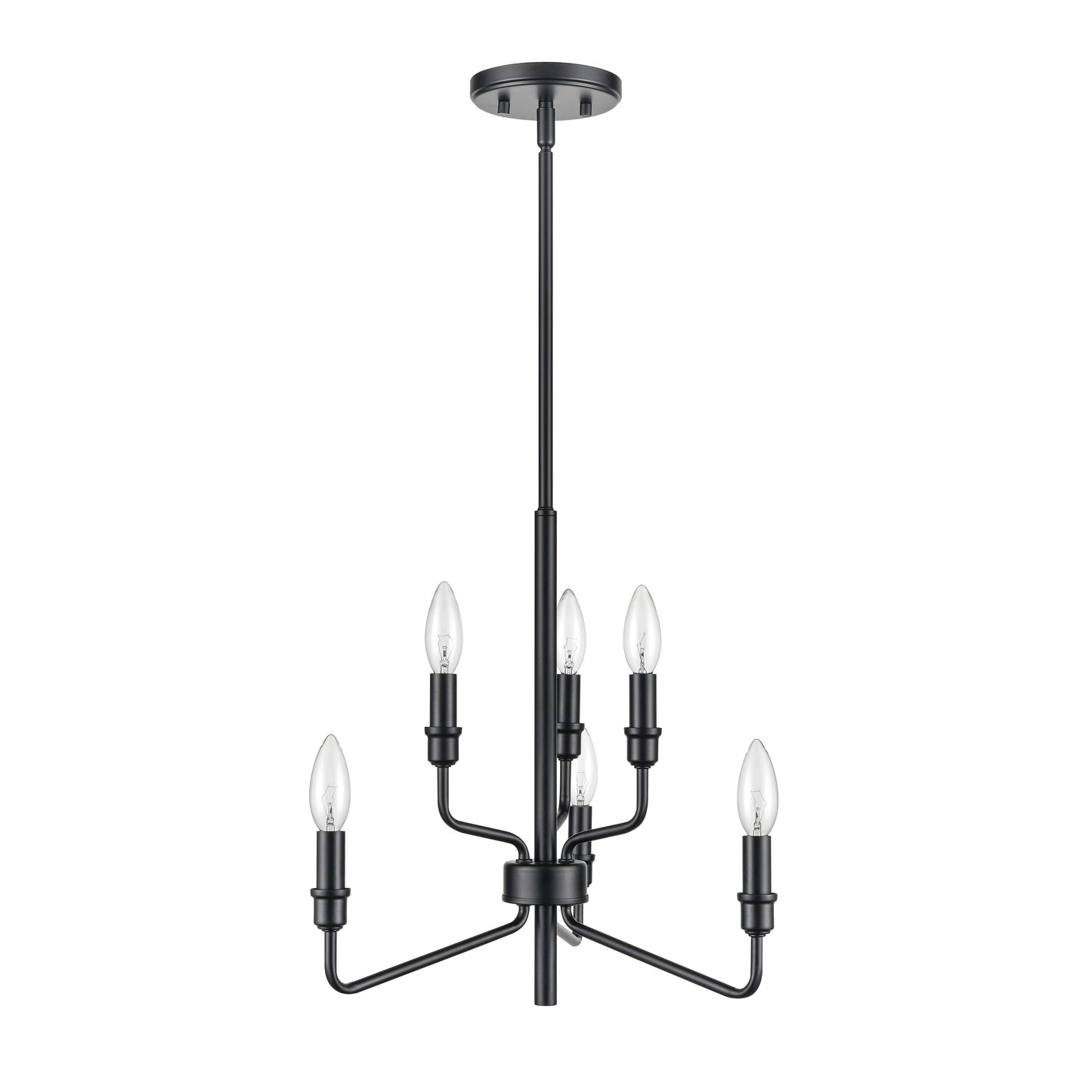 81518/3+3 - Saginaw 18'' Wide 6-Light Chandelier - Matte Black