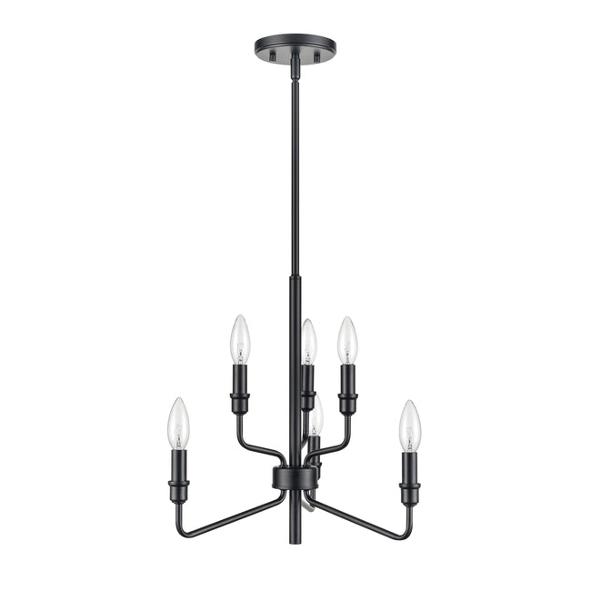 81518/3+3 - Saginaw 18'' Wide 6-Light Chandelier - Matte Black