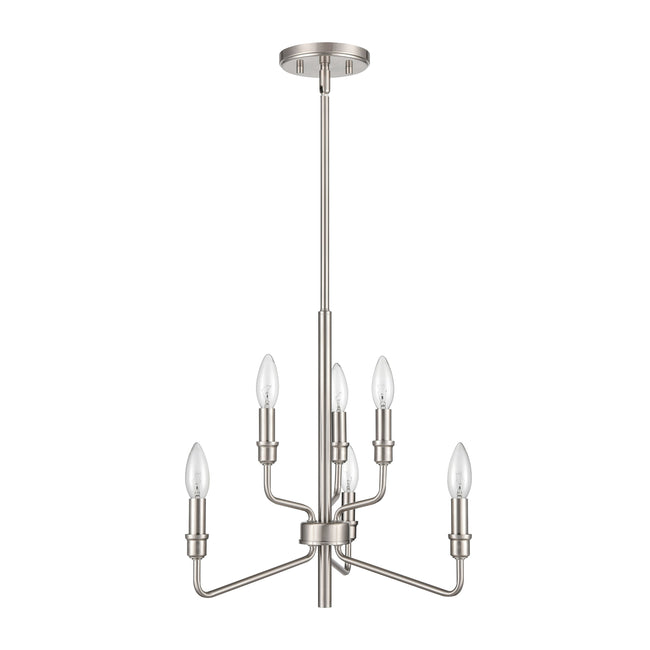 81528/3+3 - Saginaw 18'' Wide 6-Light Chandelier - Satin Nickel