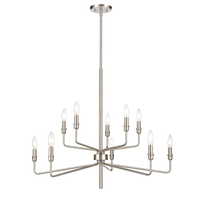 81529/5+5 - Saginaw 34'' Wide 10-Light Chandelier - Satin Nickel