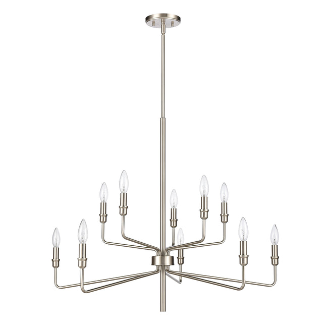 81529/5+5 - Saginaw 34'' Wide 10-Light Chandelier - Satin Nickel