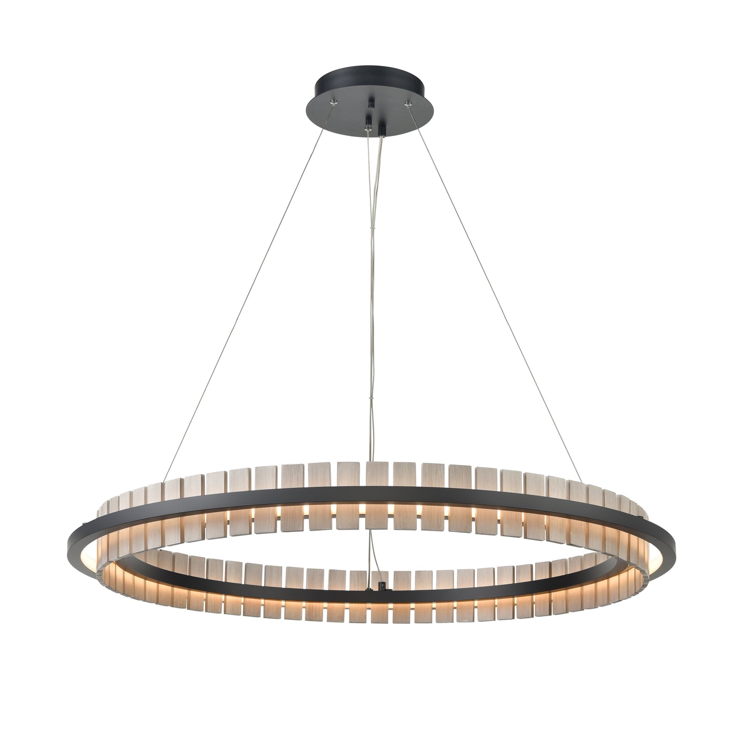 81725/LED - Hugo 36'' Wide Integrated LED Pendant - Matte Black with Sunbleached Oak