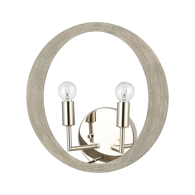 82064/2 - Retro Rings 12'' High 2-Light Sconce - Sandy Beechwood