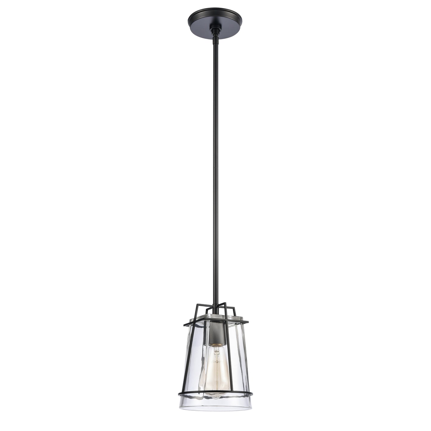 82135/1 - Square To Round 6'' Wide 1-Light Mini Pendant - Matte Black