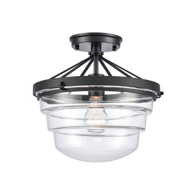 82168/1 - Boyer 12'' Wide 1-Light Semi Flush Mount - Matte Black