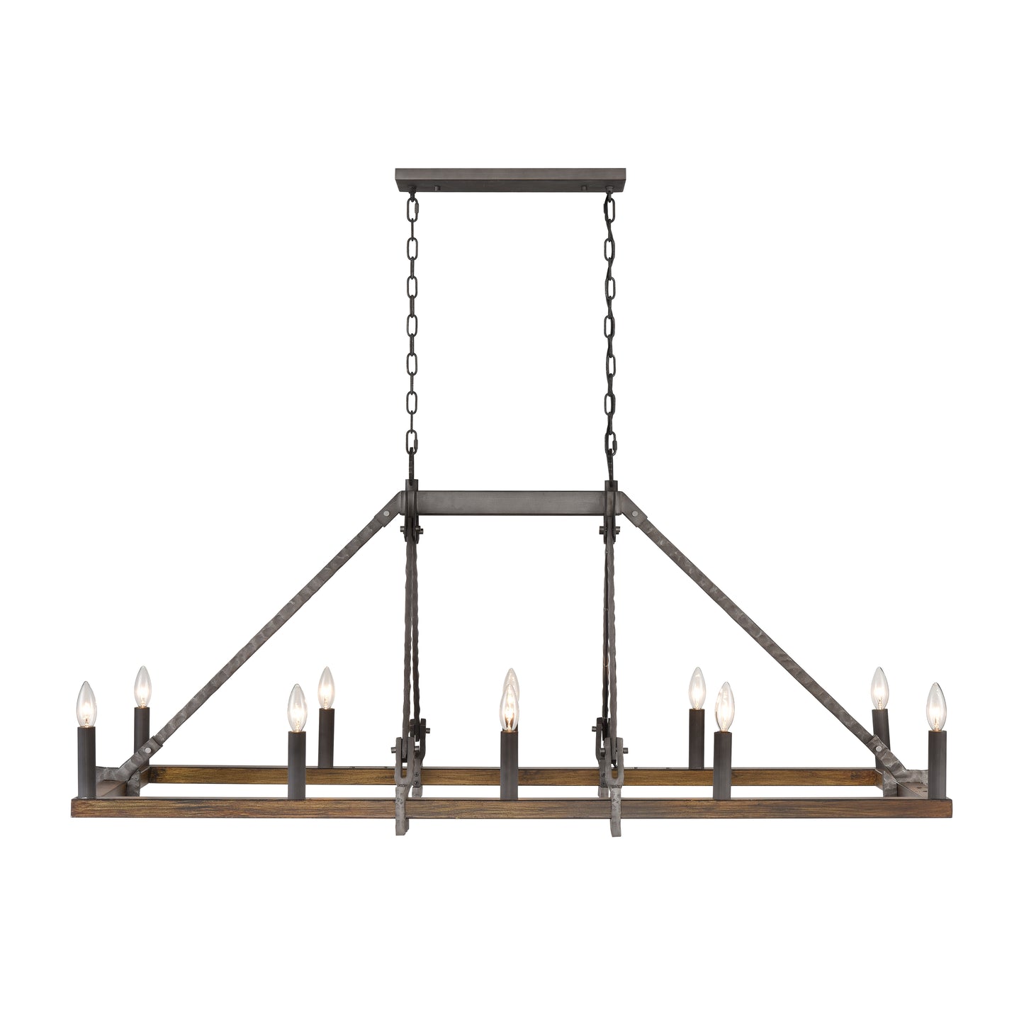 82289/10 - Harwell 56'' Wide 10-Light Linear Chandelier - Antique Millwood