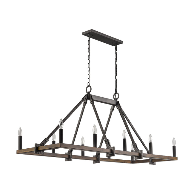 82289/10 - Harwell 56'' Wide 10-Light Linear Chandelier - Antique Millwood