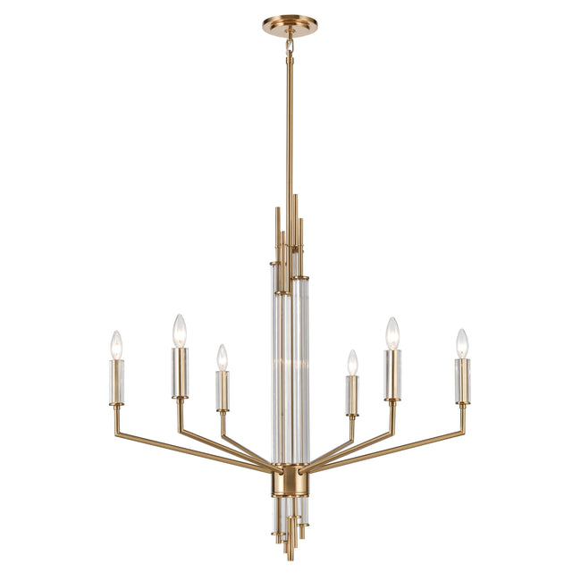 82296/6 - Serena 34'' Wide 6-Light Chandelier - Satin Brass