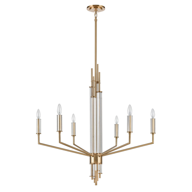 82296/6 - Serena 34'' Wide 6-Light Chandelier - Satin Brass