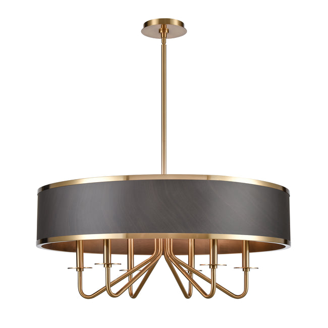 82335/6 - Engel 30'' Wide 6-Light Chandelier - Satin Brass with Ebony