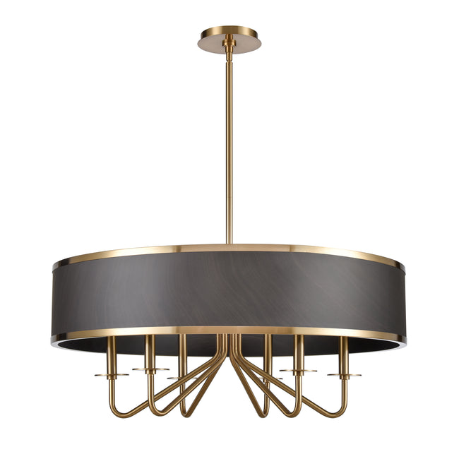 82335/6 - Engel 30'' Wide 6-Light Chandelier - Satin Brass with Ebony