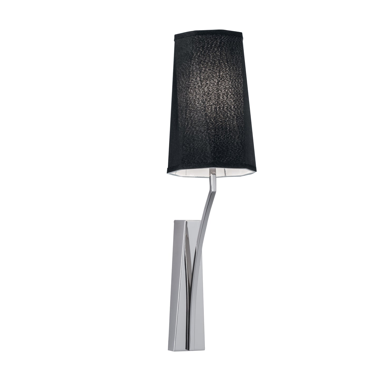 8291-PN-BS - Diamond Narrow Wall Sconce - Polished Nickel with Black Shade