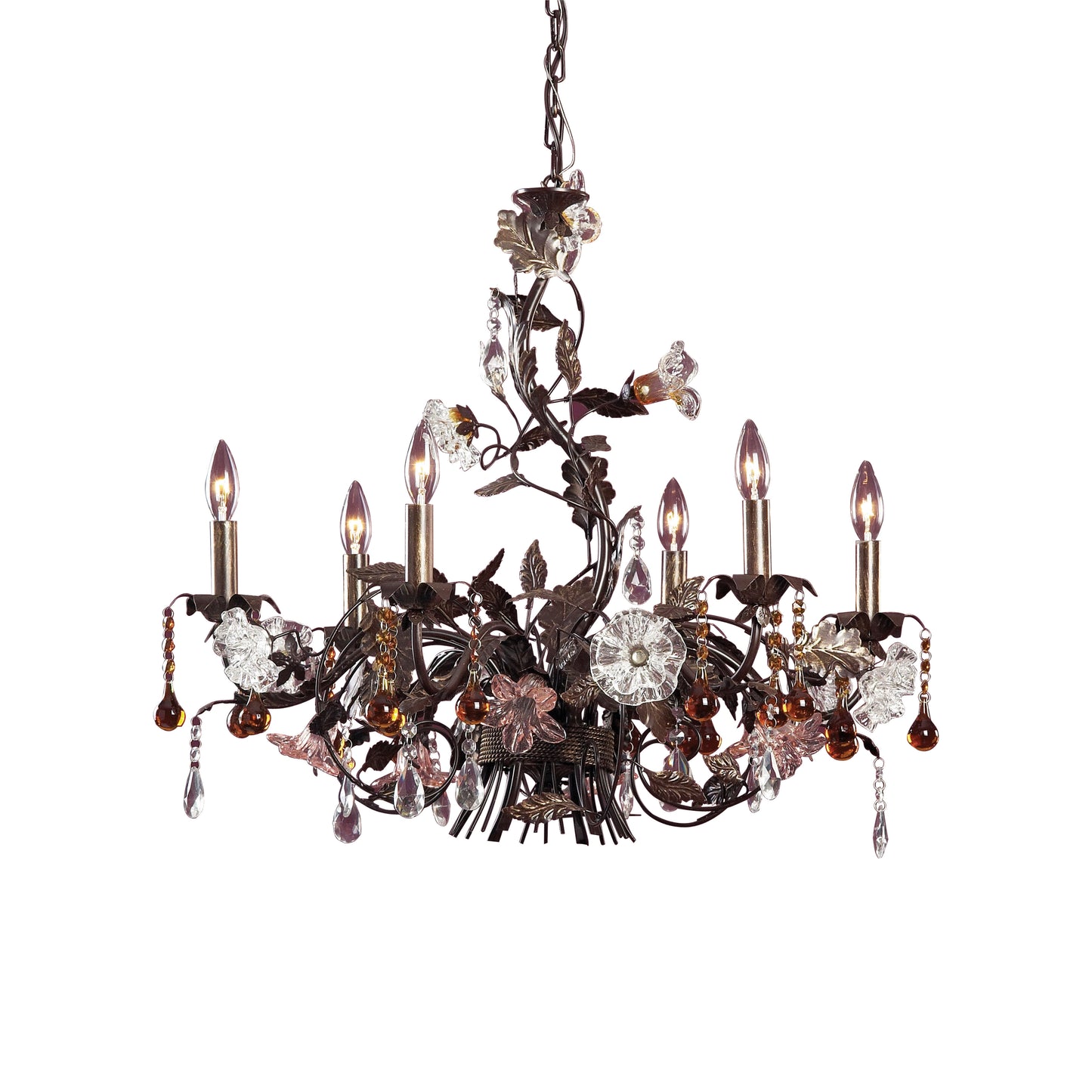 85002 - Cristallo Fiore 29'' Wide 6-Light Chandelier - Deep Rust