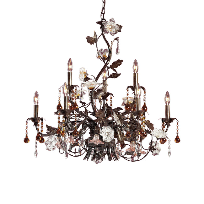 85003 - Cristallo Fiore 33'' Wide 9-Light Chandelier - Deep Rust