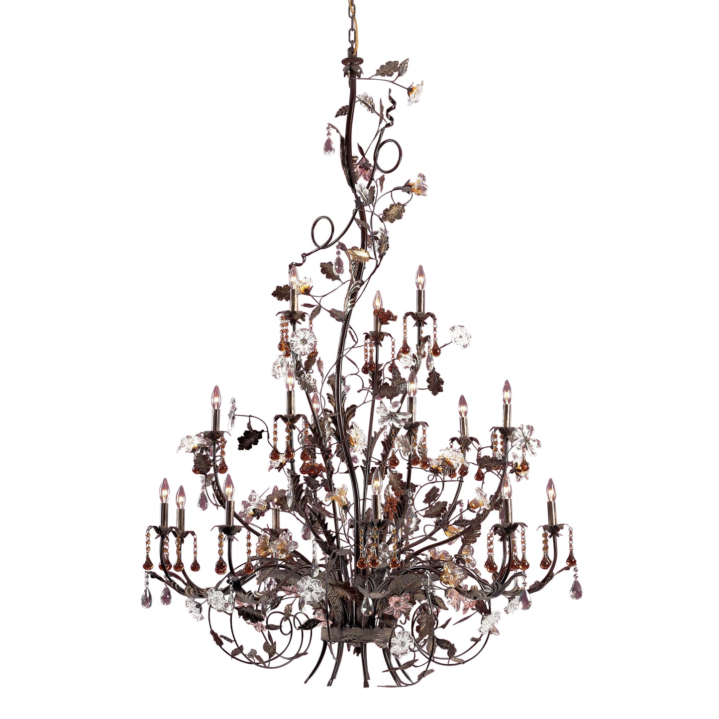 85004 - Cristallo Fiore 56'' Wide 18-Light Chandelier - Deep Rust