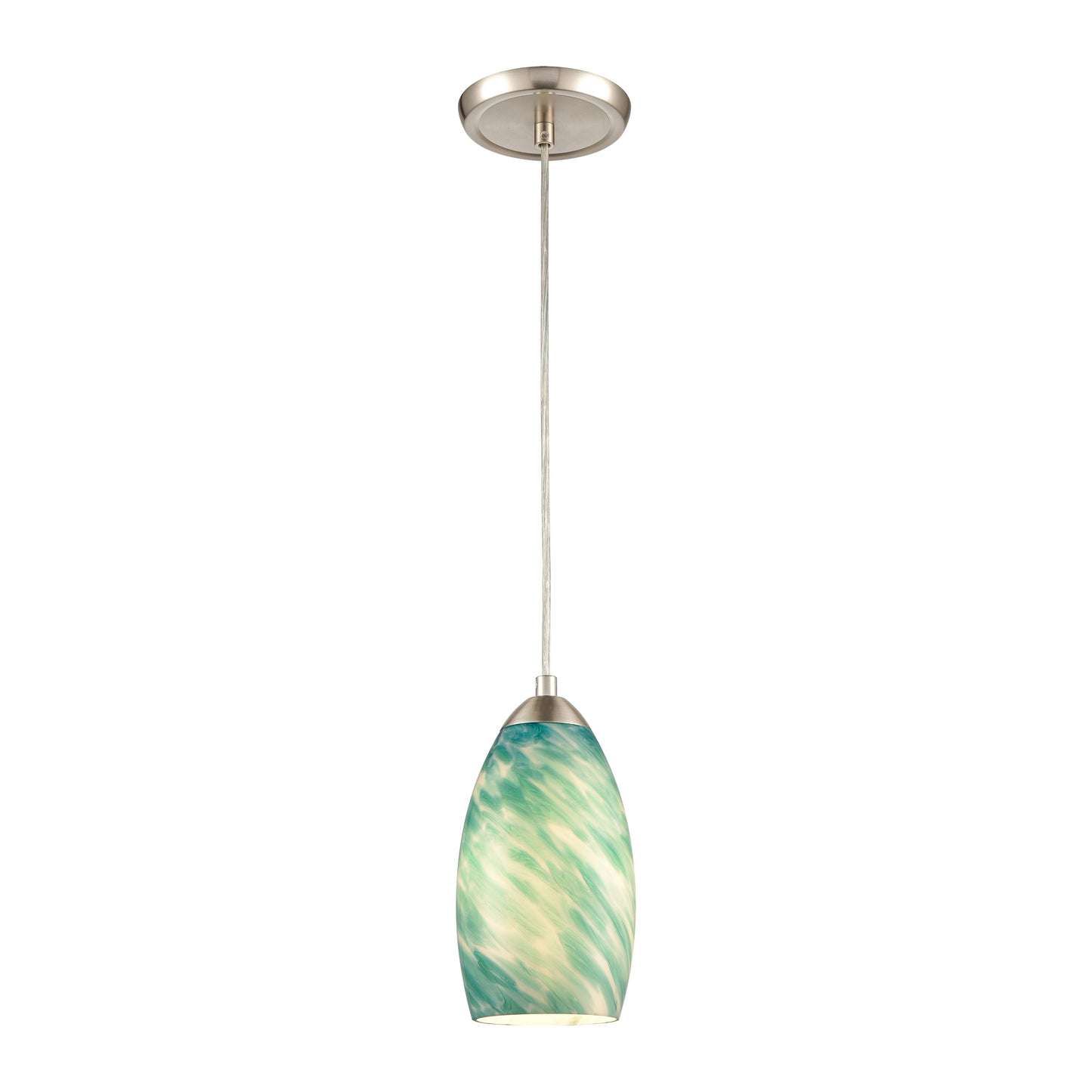 85281/1 - Evening Sky 5'' Wide 1-Light Mini Pendant - Satin Nickel with Blue Cloud Glass