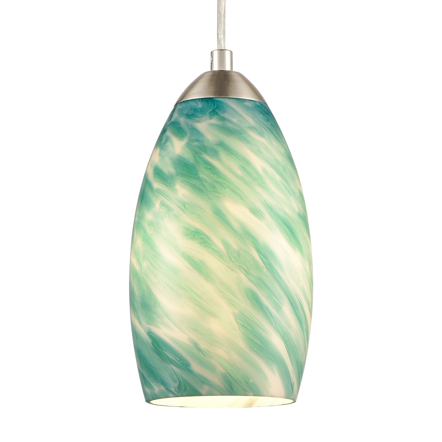 85281/1 - Evening Sky 5'' Wide 1-Light Mini Pendant - Satin Nickel with Blue Cloud Glass