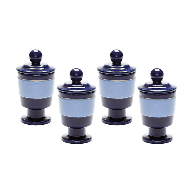 857114/S4 - Navy and Denim Polar Filled Votives (Set of 4)