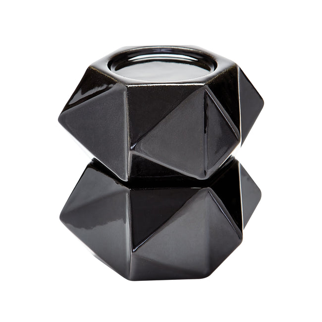 857126/S2 - Ceramic Star Candle Holders in Black (Set of 2) - Large